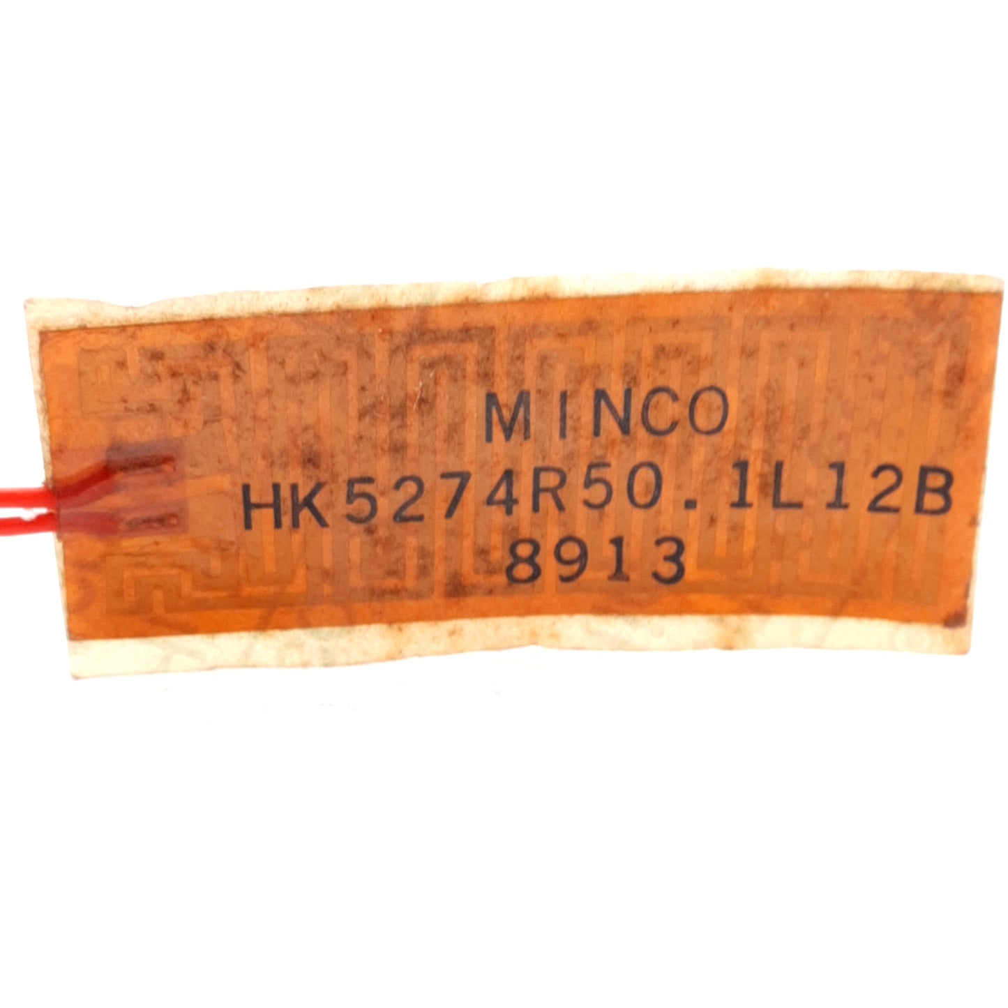 Used Minco HK5274R50.1L12B Thermofoil Heater, 1in x 2in, 50.1Ω, 12in Lead, 2-Wire