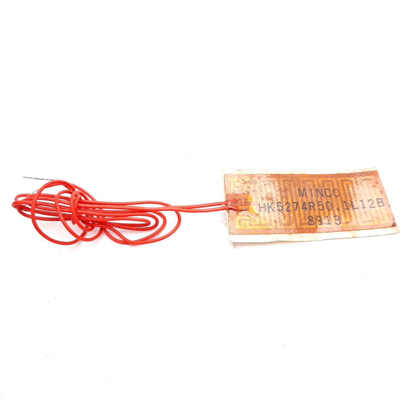 Used Minco HK5274R50.1L12B Thermofoil Heater, 1in x 2in, 50.1Ω, 12in Lead, 2-Wire
