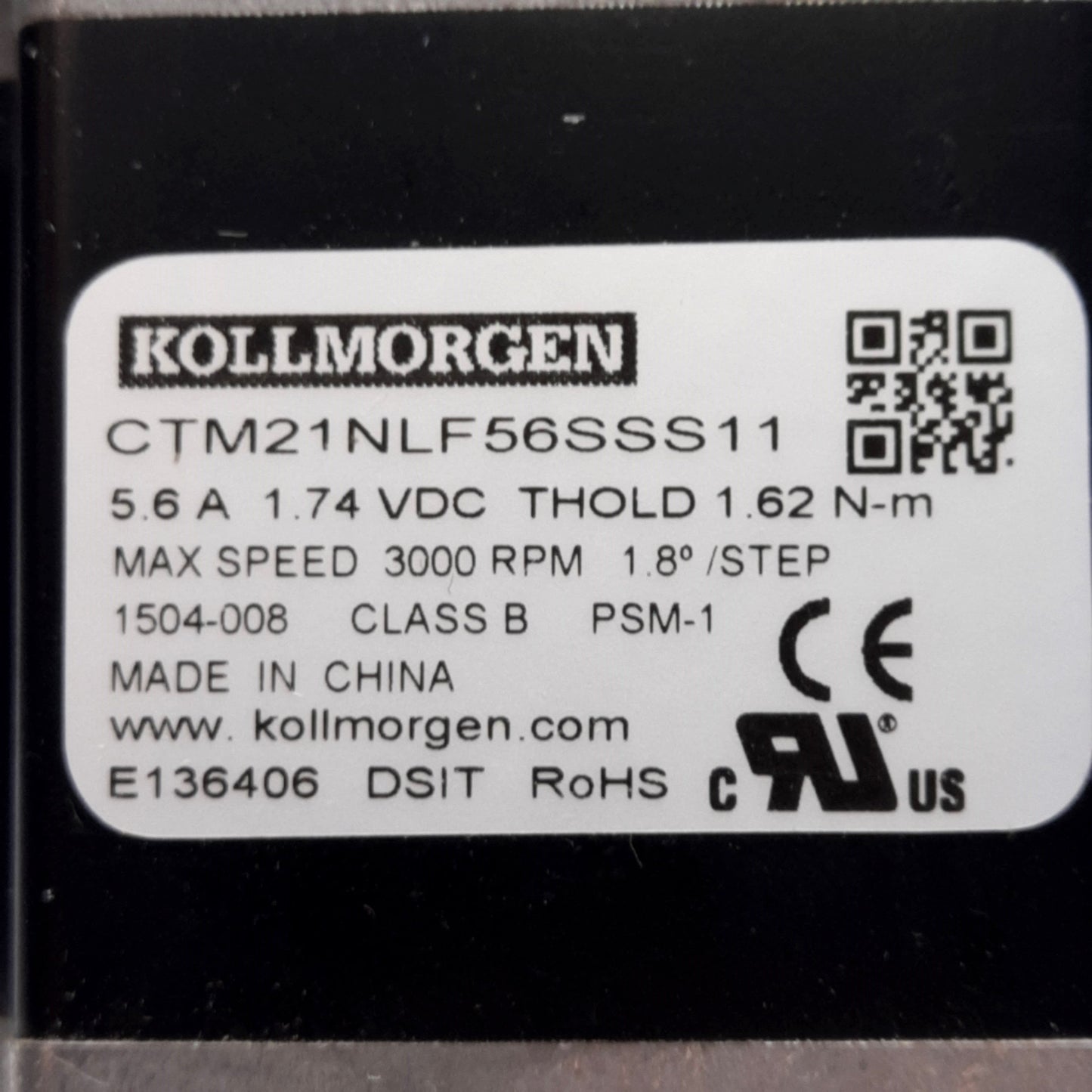 Used Kollmorgen CTM21NLF56SSS11 Stepper Motor 1.8° 1.74VDC 5.6A 1.62Nm Torque NEMA 23