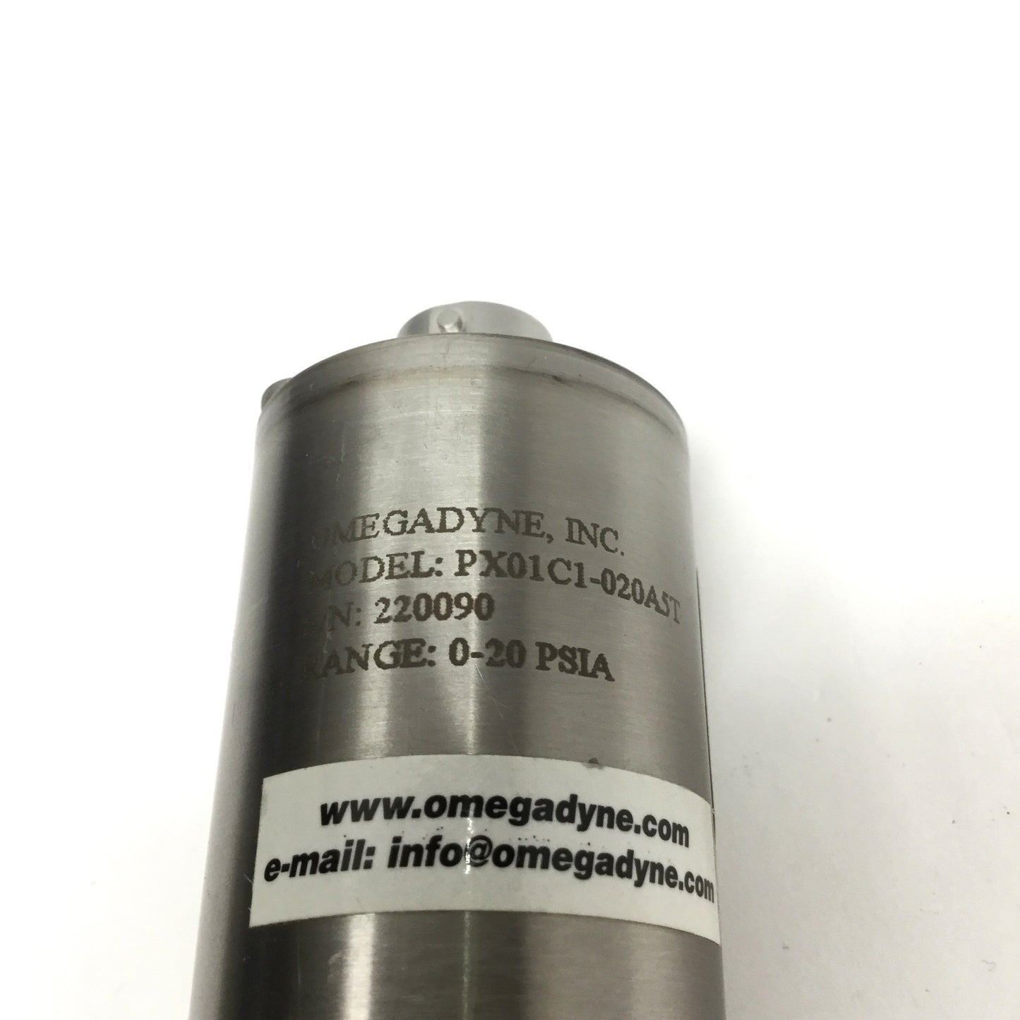 Used Omegadyne PX01C1-020A5T Pressure Transducer, 0-20psi, 0-5VDC Voltage Output