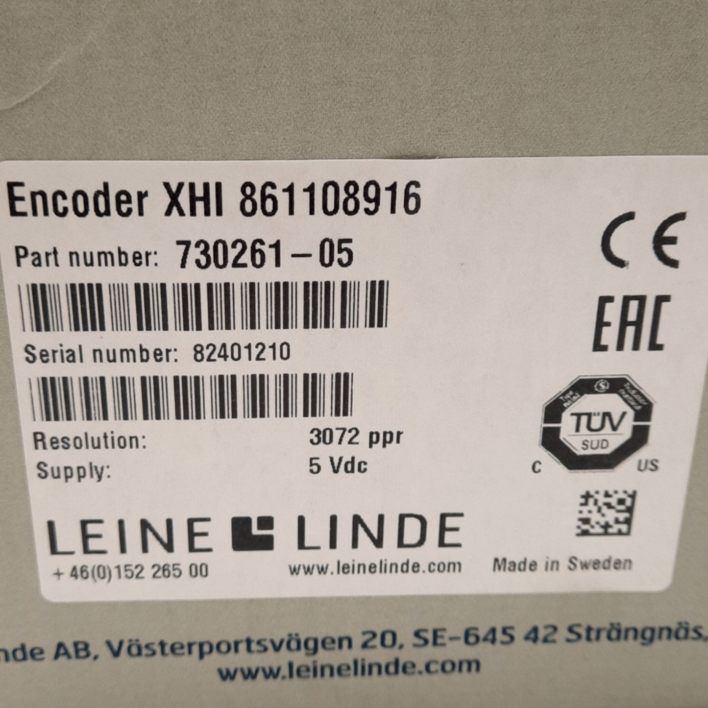 New – Open box Leine Linde 730261-05 XHI 861 Encoder, 5VDC, 3072ppr TTL, 6-Channel, 6000rpm