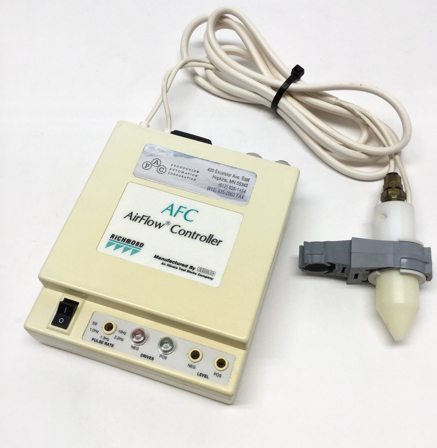 Used Richmond Simco AFC2 AirFlow Controller Static Eliminator Power Supply w/ Nozzle