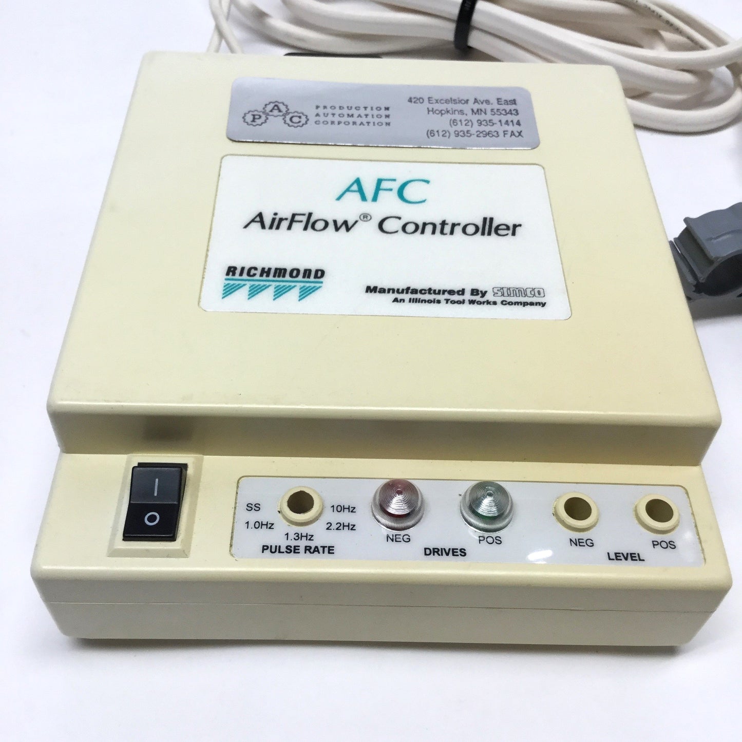 Used Richmond Simco AFC2 AirFlow Controller Static Eliminator Power Supply w/ Nozzle