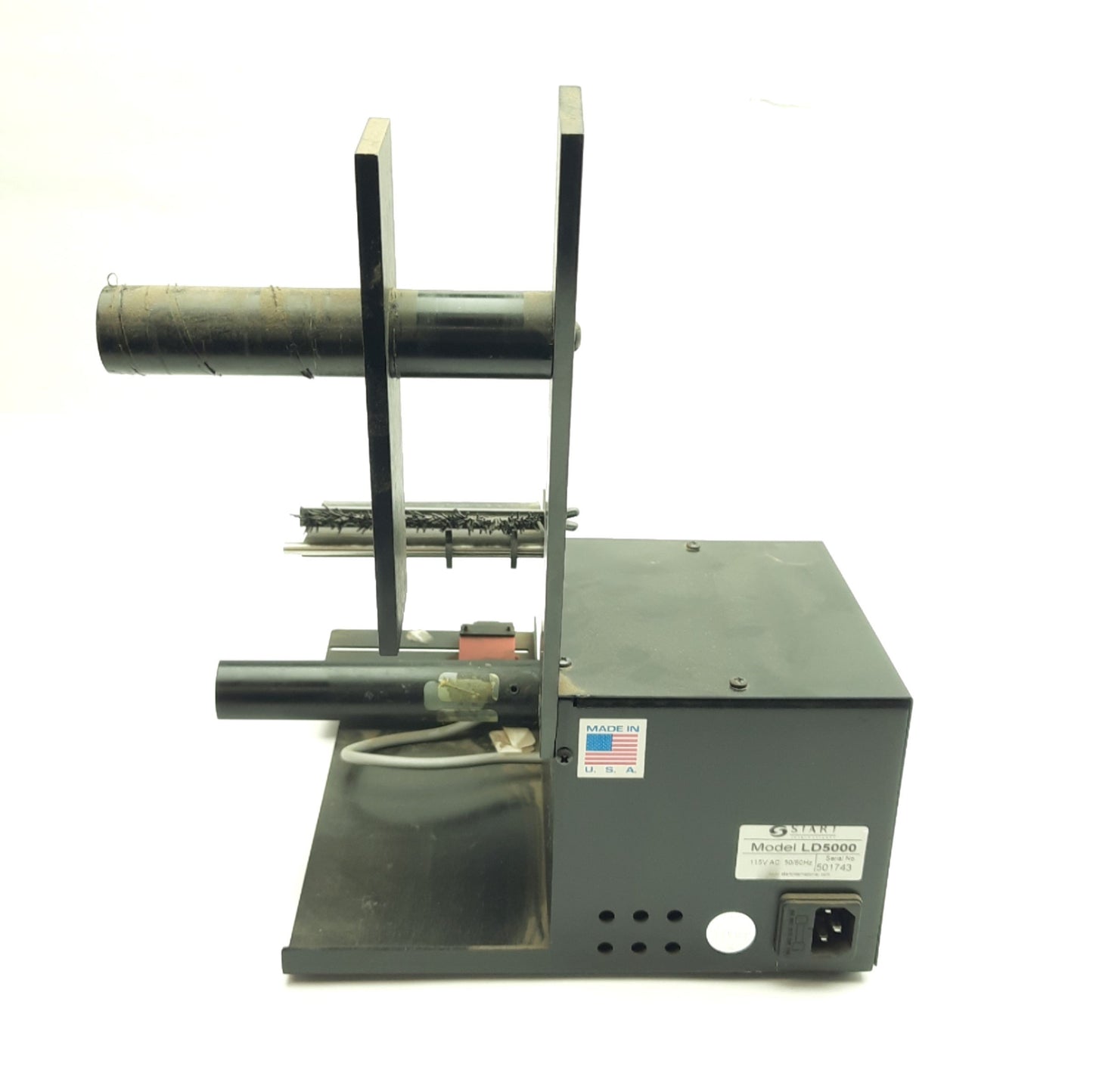Used Start International LD5000 Automatic Label Dispenser, 7" Per Second Max, 120VAC