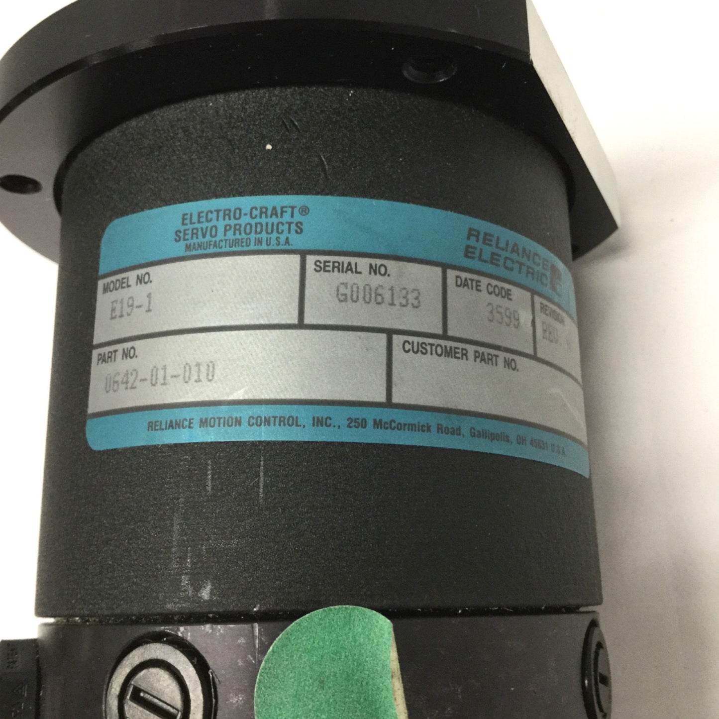 Used Electro-Craft 0642-01-010 DC Servo Motor 94oz-in, 60VDC, 4800RPM w/ Encoder