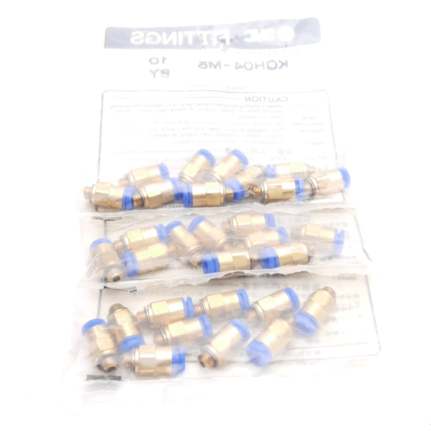 New Lot of 30 SMC KQH04-M5 Pneumatic Fitting, ø4mm One-Touch Port, M5x0.8 Thread