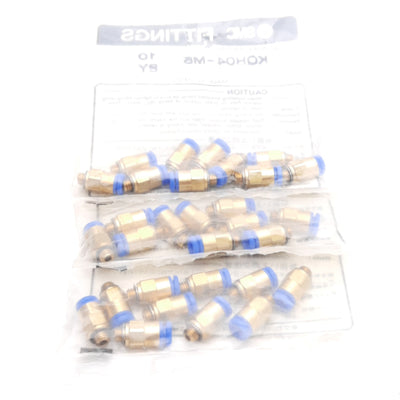 New Lot of 30 SMC KQH04-M5 Pneumatic Fitting, ø4mm One-Touch Port, M5x0.8 Thread