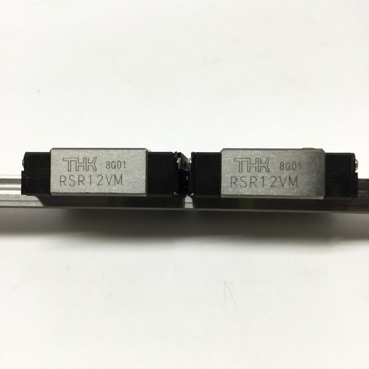 Used THK RSR12VM Roller Guide Linear Ball Bearing Slide Carriages (x2) on 415mm Rail