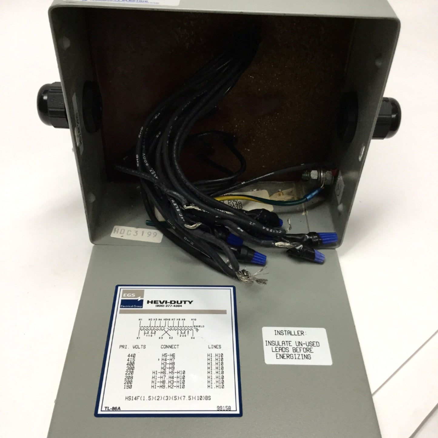 Used EGS Hevi Duty HS14F2BS Transformer 2kVA Pri: 190/220V x 380/440V Sec: 110/220V
