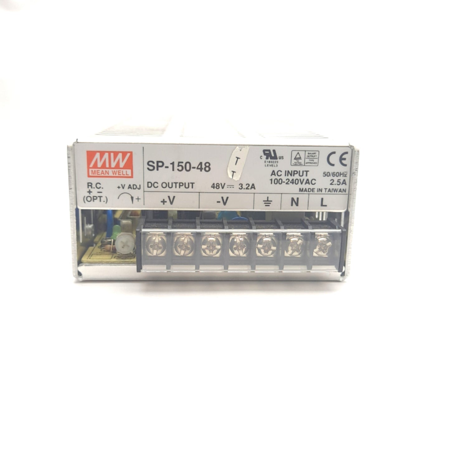Used Mean Well SP-150-48 Adjustable Power Supply 100-240VAC Input, 48VDC 3.2A Output