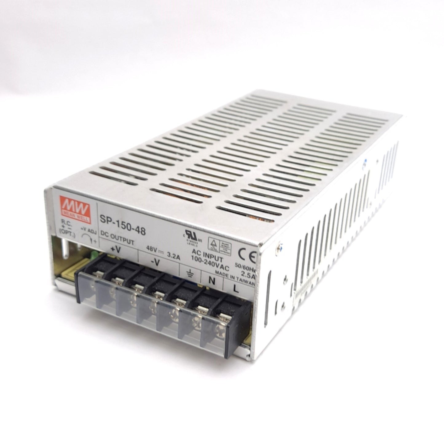 Used Mean Well SP-150-48 Adjustable Power Supply 100-240VAC Input, 48VDC 3.2A Output