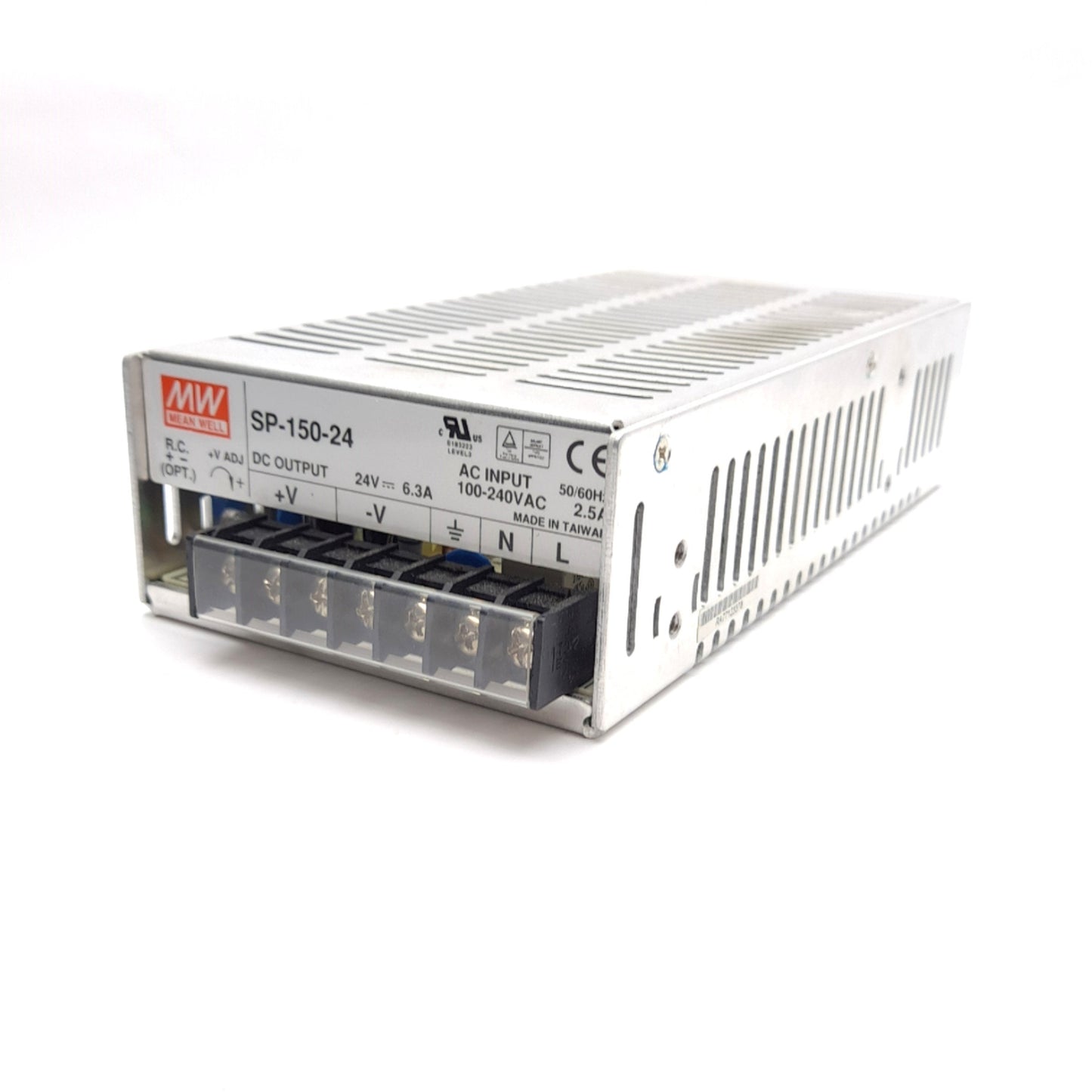 Used Mean Well SP-150-24 Adjustable Power Supply 100-240VAC Input, 24VDC 6.3A Output