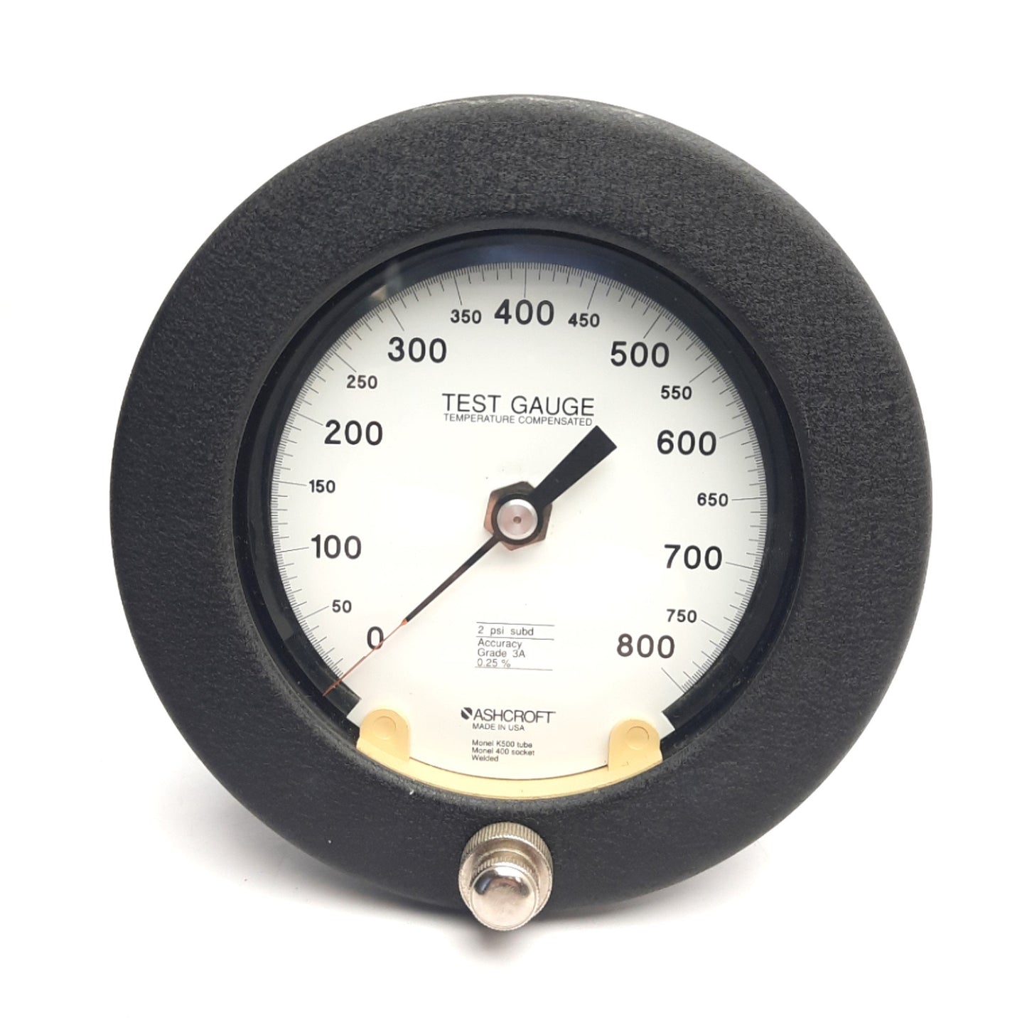 Used Ashcroft 451082PS02B800# Test Gauge, 4.5" Dial, 800Psi, 0.25% Accuracy, 1/4" NPT