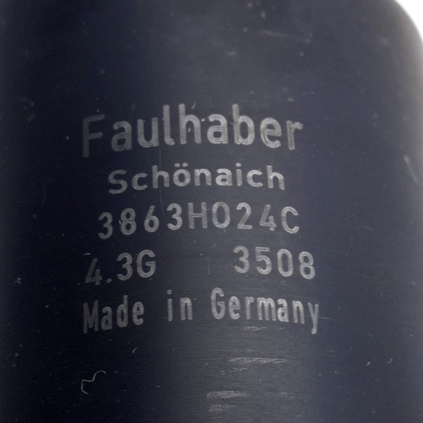 Used Faulhaber 3863H024C DC Micromotor 24VDC 6700RPM 110mNm ø6mm Shaft 4-Wire Lead