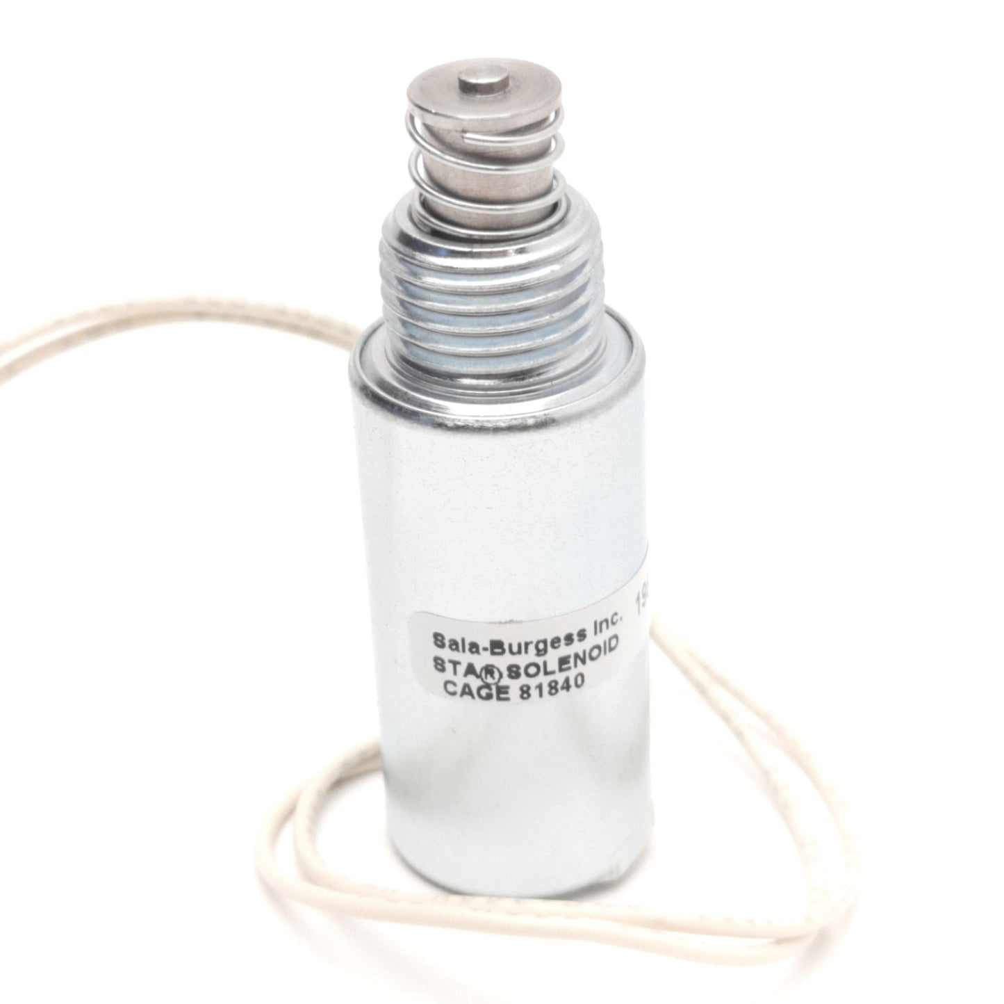 Used Ledex 195204-130 Pull Tubular Solenoid, Ø0.375" Flat Plunger, 12VDC @ 100% Duty