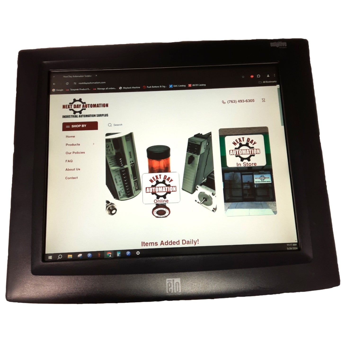 Used Elo ET1725L-8CWF-1-G Touchscreen Monitor 17in 12/19VDC 1280x1024 VGA/DVI/USB-B