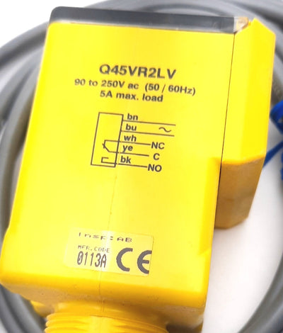 New – Open box Banner Engineering Q45VR2LV Photoelectric Sensor 0.08m-9m, 90VAC-250VAC SPDT