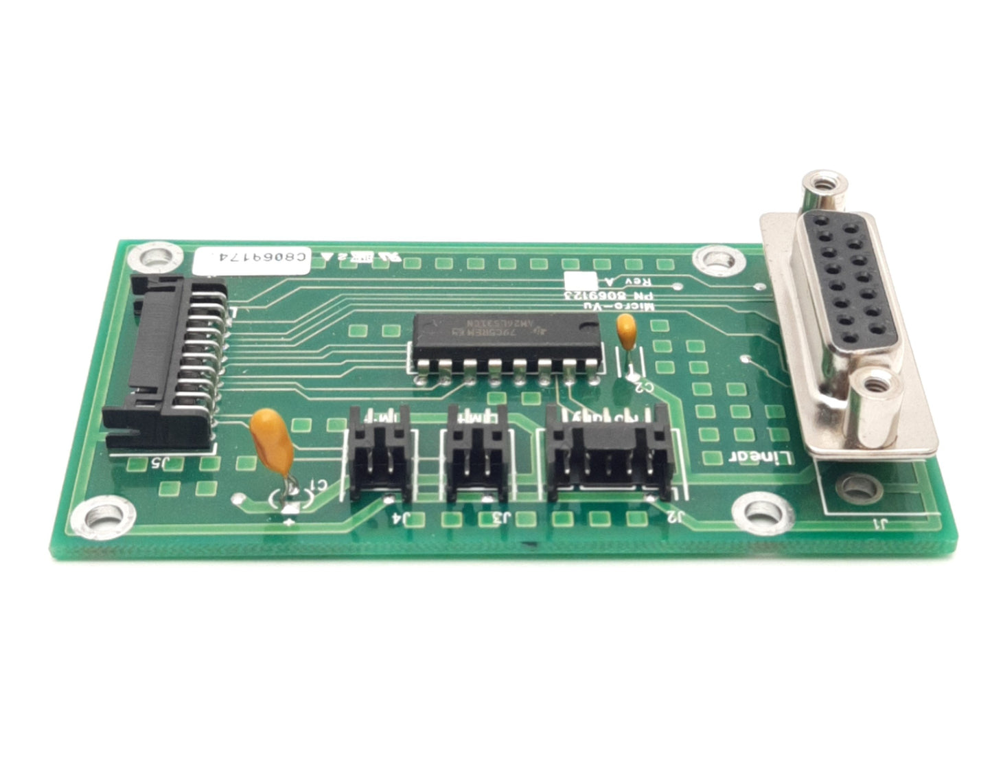 Used Micro-Vu 8069123 Linear Encoder Control Board For Vertex 400 Series, 90° D-Sub