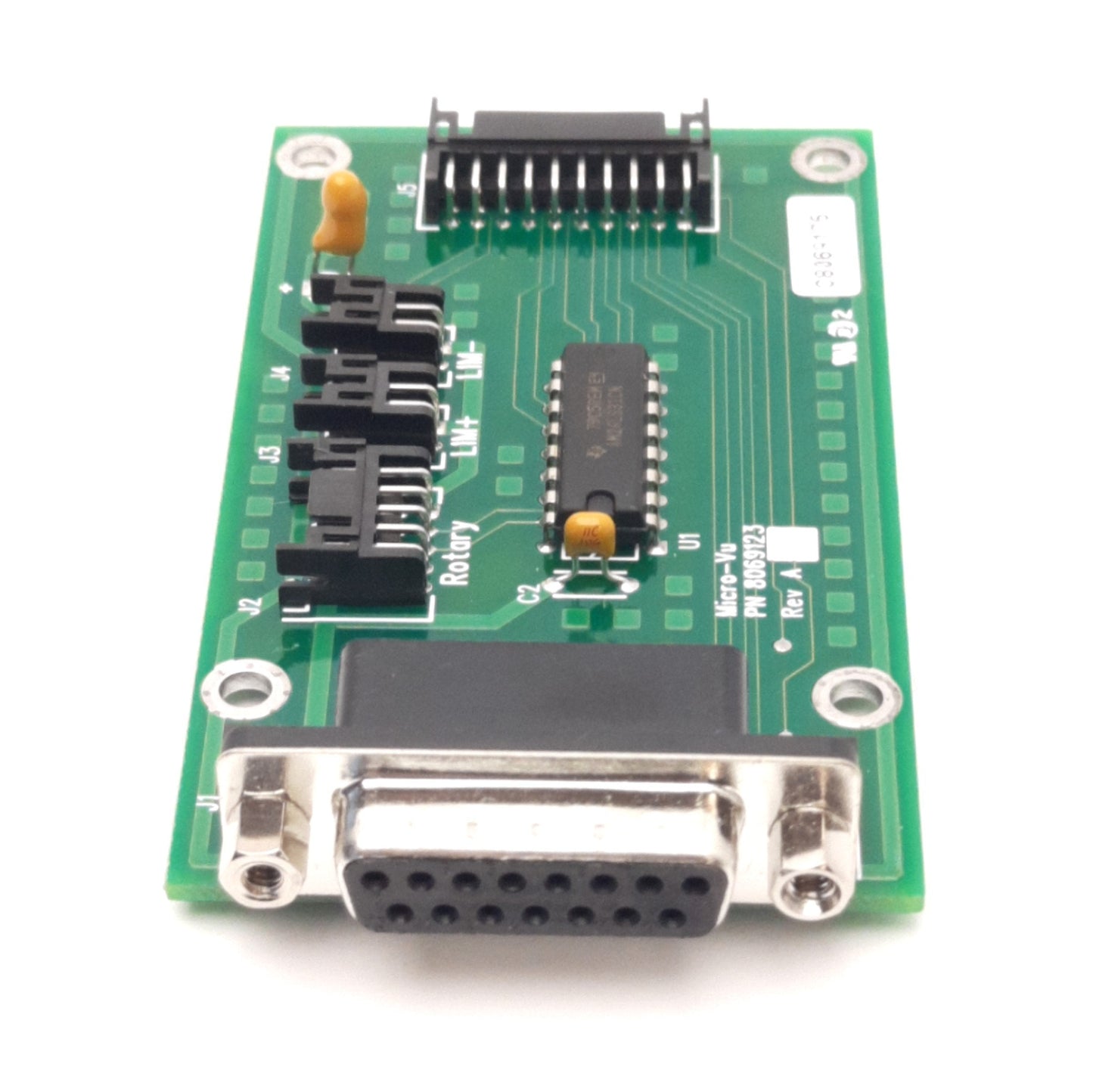 Used Micro-Vu 8069123 Linear Encoder Control Board For Vertex 400 Series, Straight