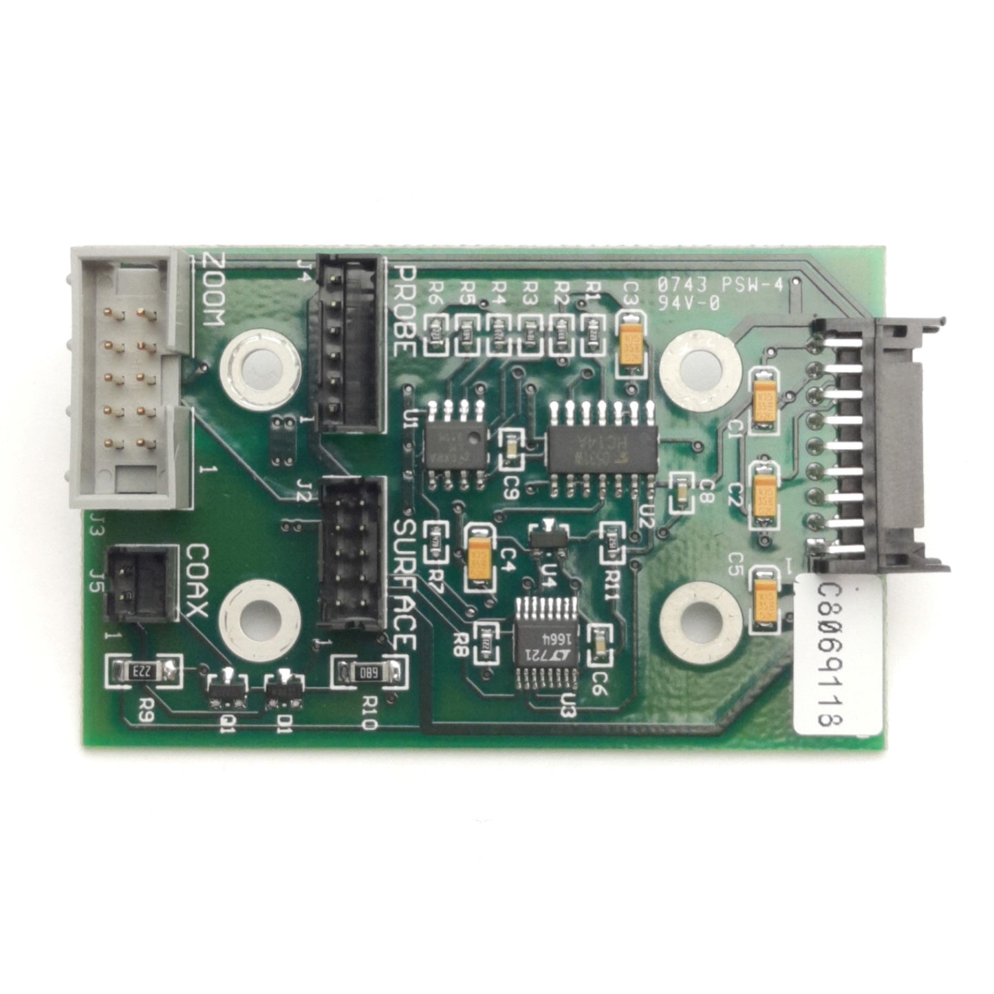 Used Micro-Vu 8069118.1 0743 PSW-4 Zoom/Coax/Probe Board For Vertex 400 Series