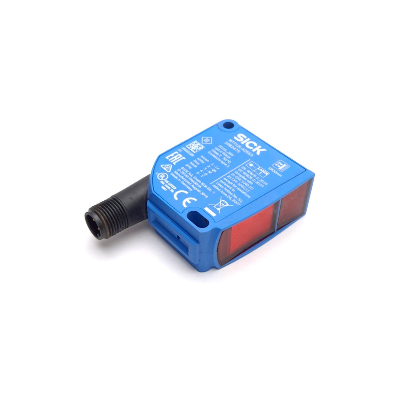 Used SICK WTT12L-A2553 Photoelectric Sensor, 100-1800mm Range, PNP/NPN, *Scratches*