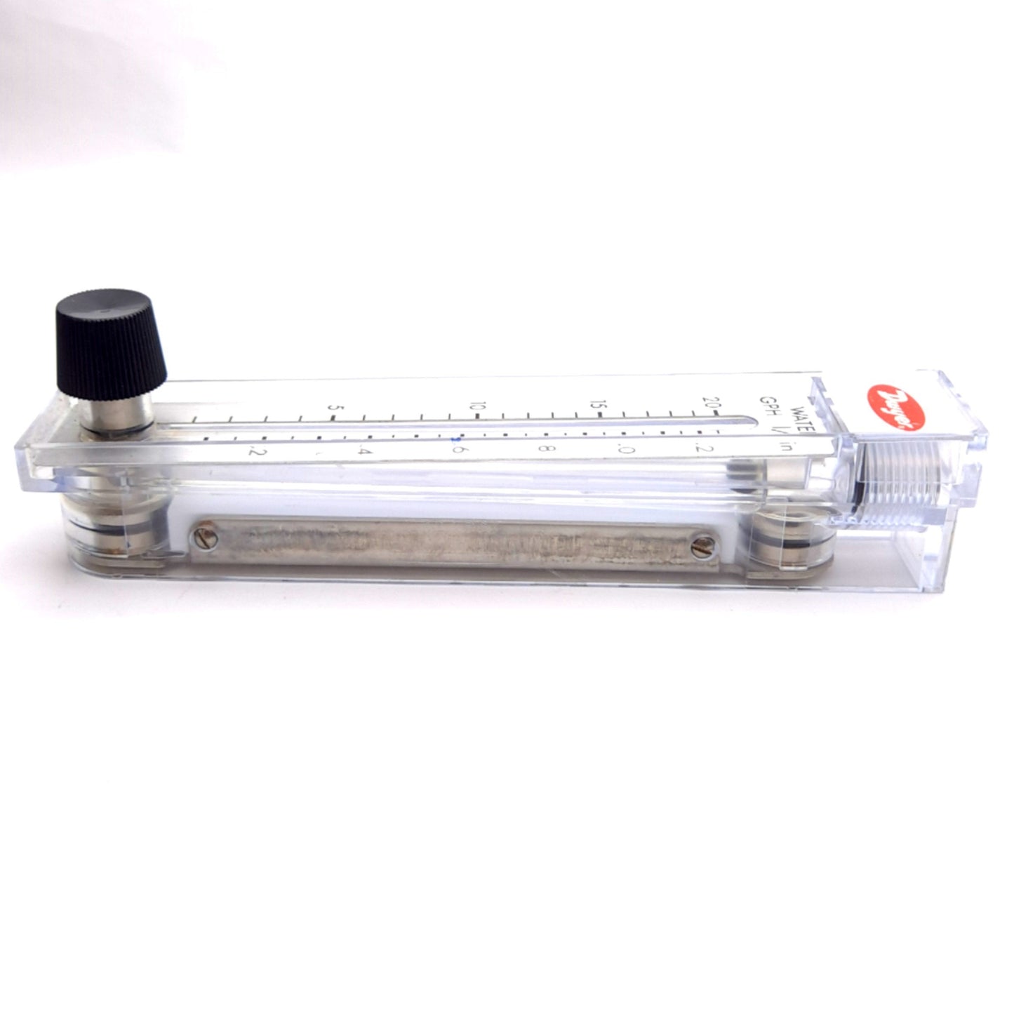Used Dwyer RMB-83D-SSV Flowmeter, 5" Scale, 20GPH & 1.2l/min, 1/4" NPT, 100Psi Max