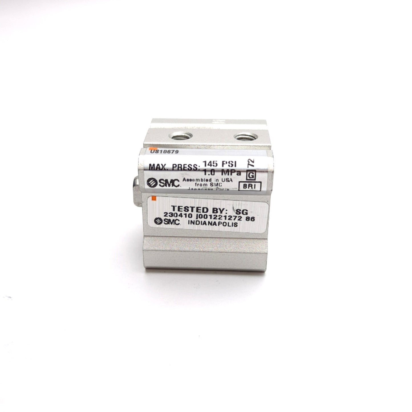 Used Lot of 2 SMC CQ2B16-10D Pneumatic Cylinder, 16mm Bore, 10mm Stroke, 145 Psi Max
