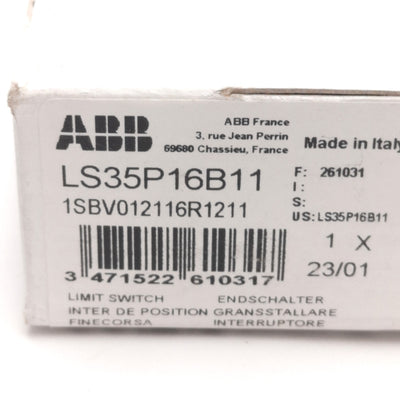 New – Open box ABB LS35P16B11 Keyed Limit Switch, NO+NC, 400VAC 4A/24VDC 6A, 1/2" NPT Entry