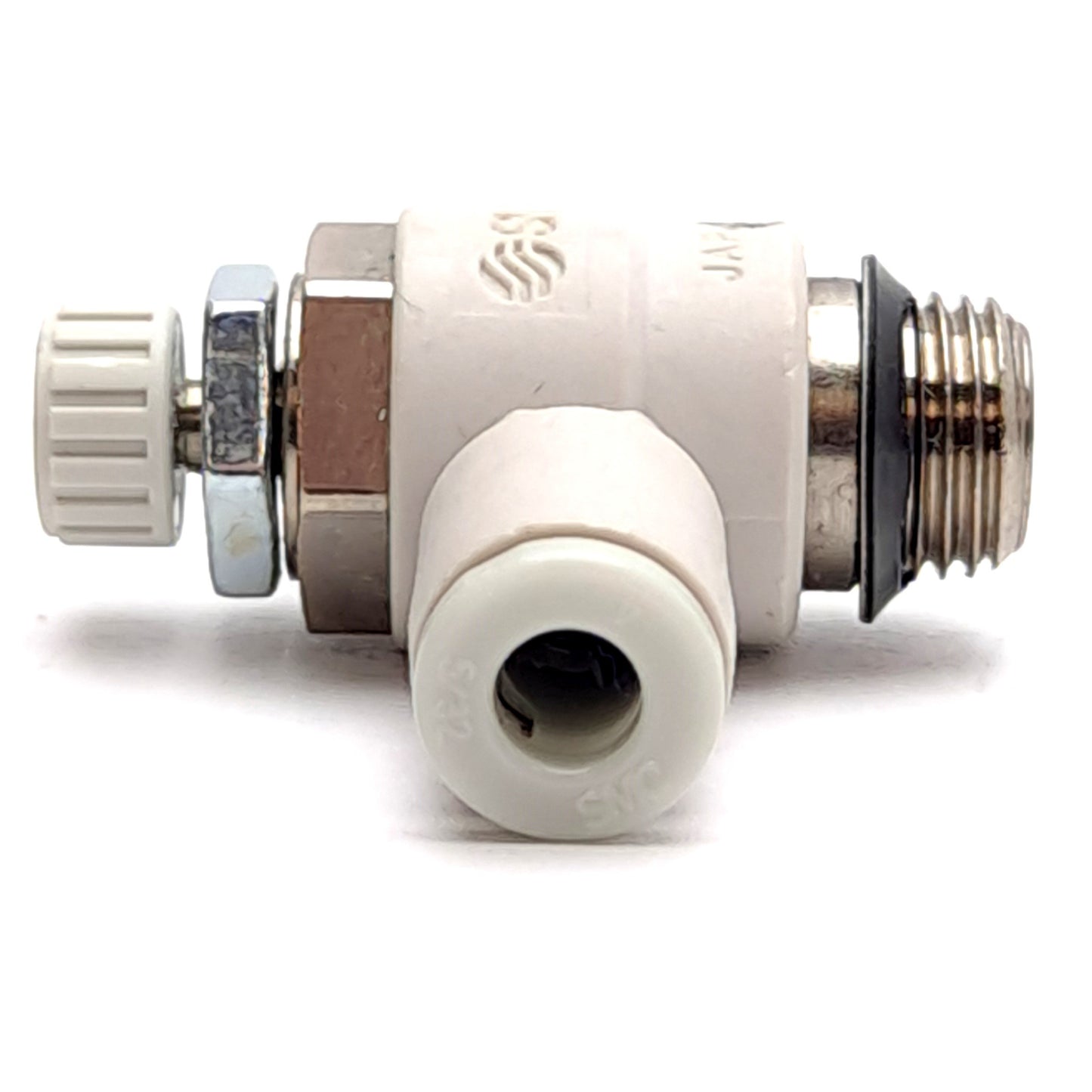Used Lot of 3 SMC AS2201F-U01-04 Flow Control Fitting, 1/8 Uni to 4mm Tube