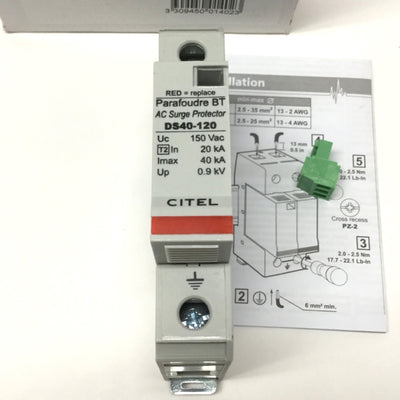 New Citel DS41S-120 Industrial AC Surge Protector 120VAC, Type 4CA, 40kA, 1-Pole