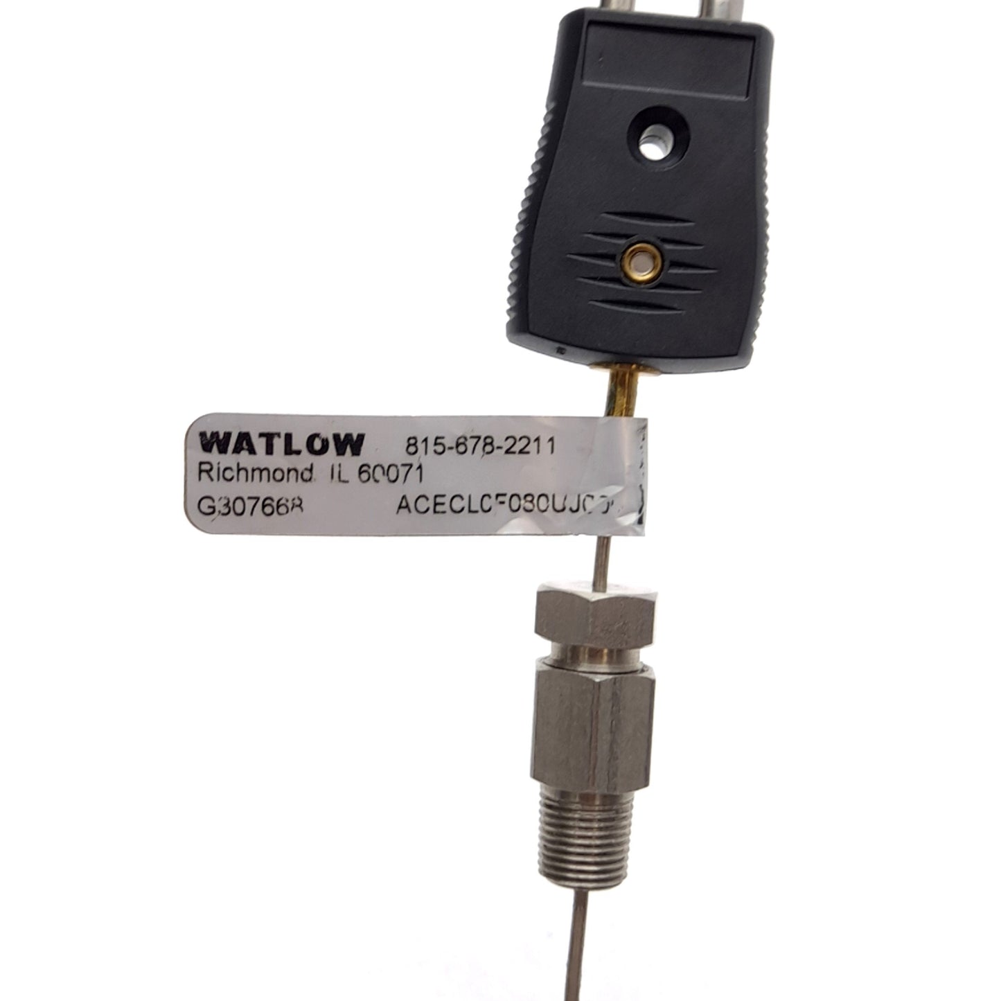 Used Watlow ACECL0F080UJ000 Type J Thermocouple, ø0.063" x 8" Probe, 1/8" NPT Fitting