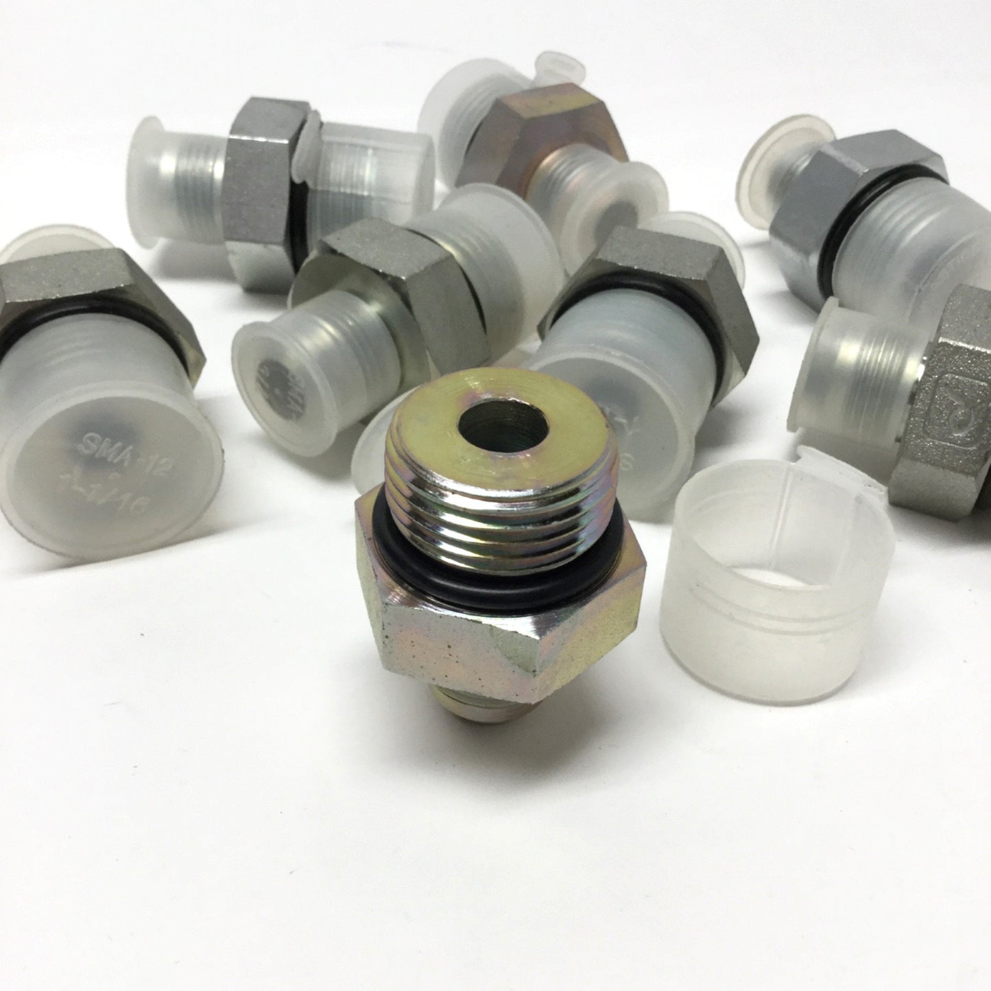 New – Open box Lot of 8 6400-08-12 Hydraulic Male Adapter Fitting 1/2" JIC 37° Flare x 3/4" ORB