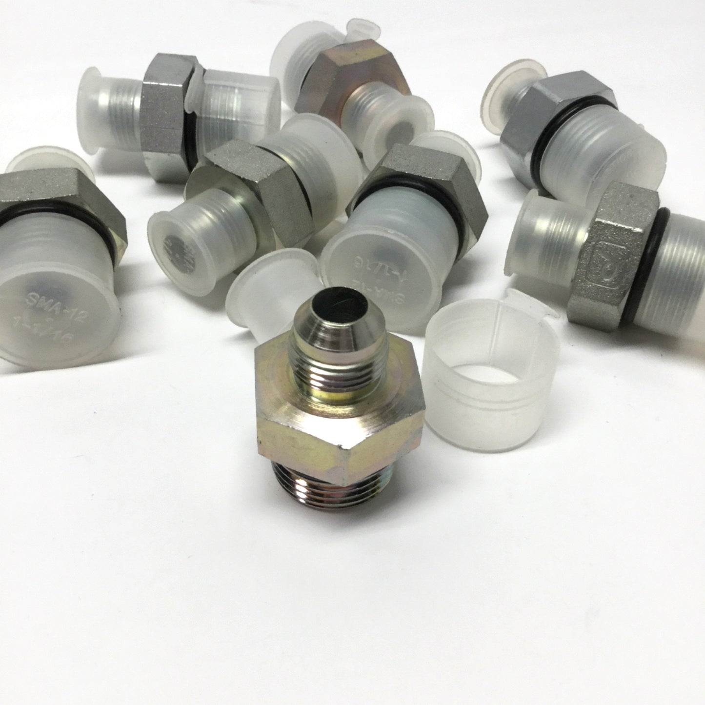 New – Open box Lot of 8 6400-08-12 Hydraulic Male Adapter Fitting 1/2" JIC 37° Flare x 3/4" ORB