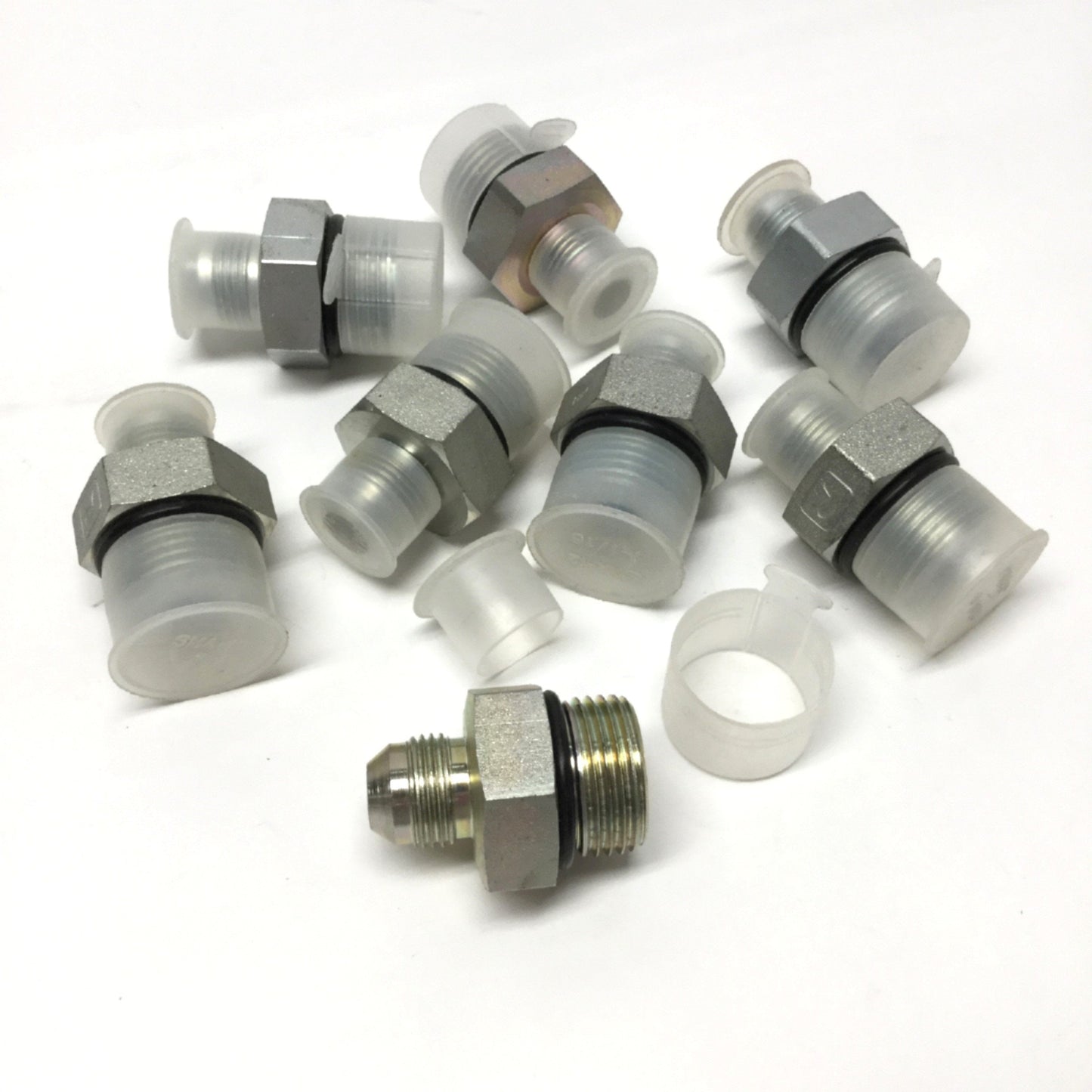 New – Open box Lot of 8 6400-08-12 Hydraulic Male Adapter Fitting 1/2" JIC 37° Flare x 3/4" ORB