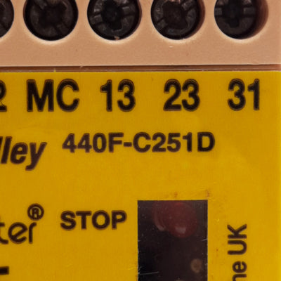 Used Allen Bradley 440F-C251D Guardmaster Safedge Control Unit, 2NO+1NC, DIN Rail