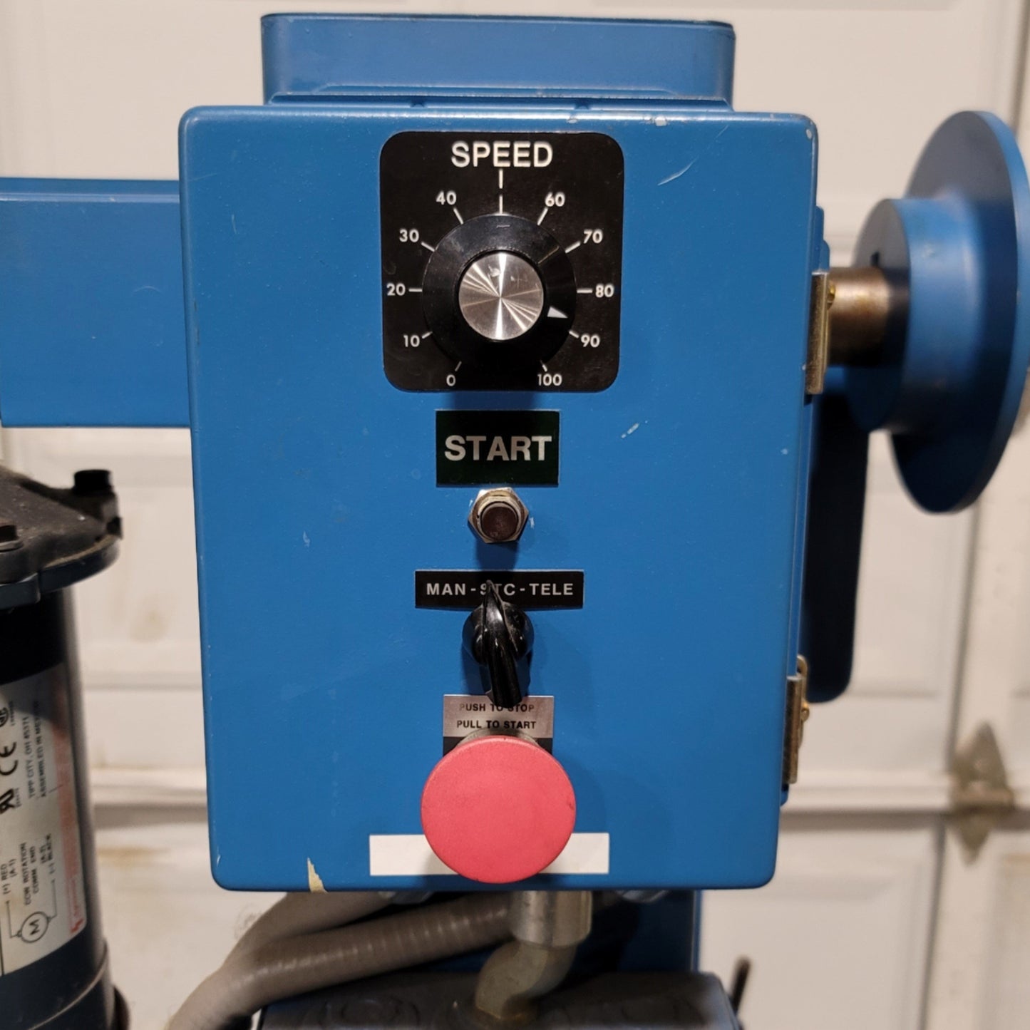 Used Progressive Machine Co 609-RH Powered Payoff Unwinder 11.5"W Spindle, 120VAC
