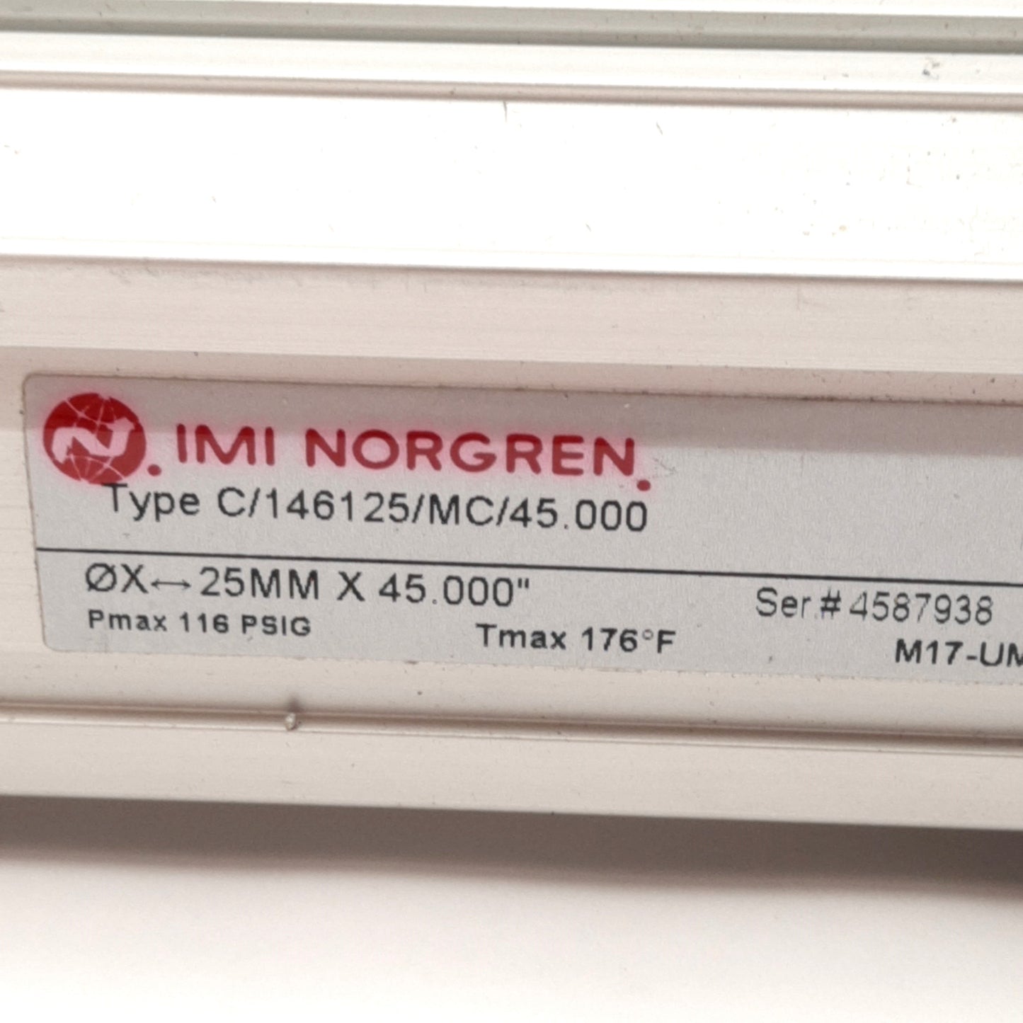 Used IMI Norgren C/146125/MC/45.000 Rodless Cylinder ø25mm Bore, 45in Stroke, 116PSIG