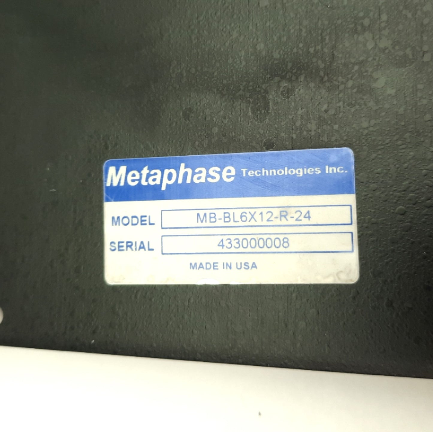 Used Metaphase MB-BL6X12-R-24 Machine Vision Light, Red, 24VDC 12"x6", Flying Leads