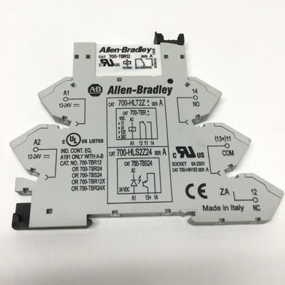 Used Allen Bradley 700-HLT2Z12 Terminal Socket w/SPDT Control Relay 700-TBR12, 12VDC