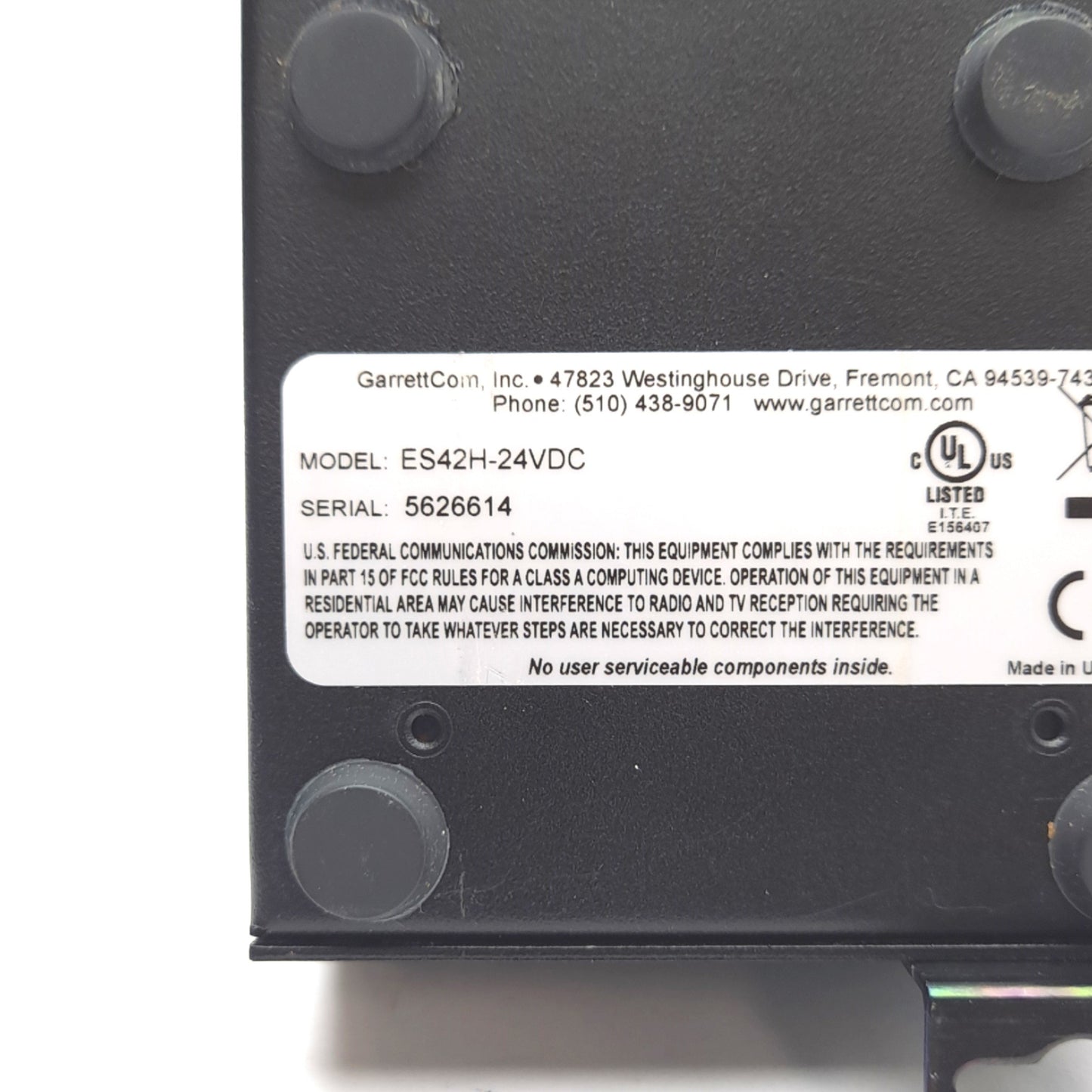 Used GarrettCom ES42H-24VDC Hardened Edge Switch, 10/100 RJ-45 (x4), Fiber Ports (x2)