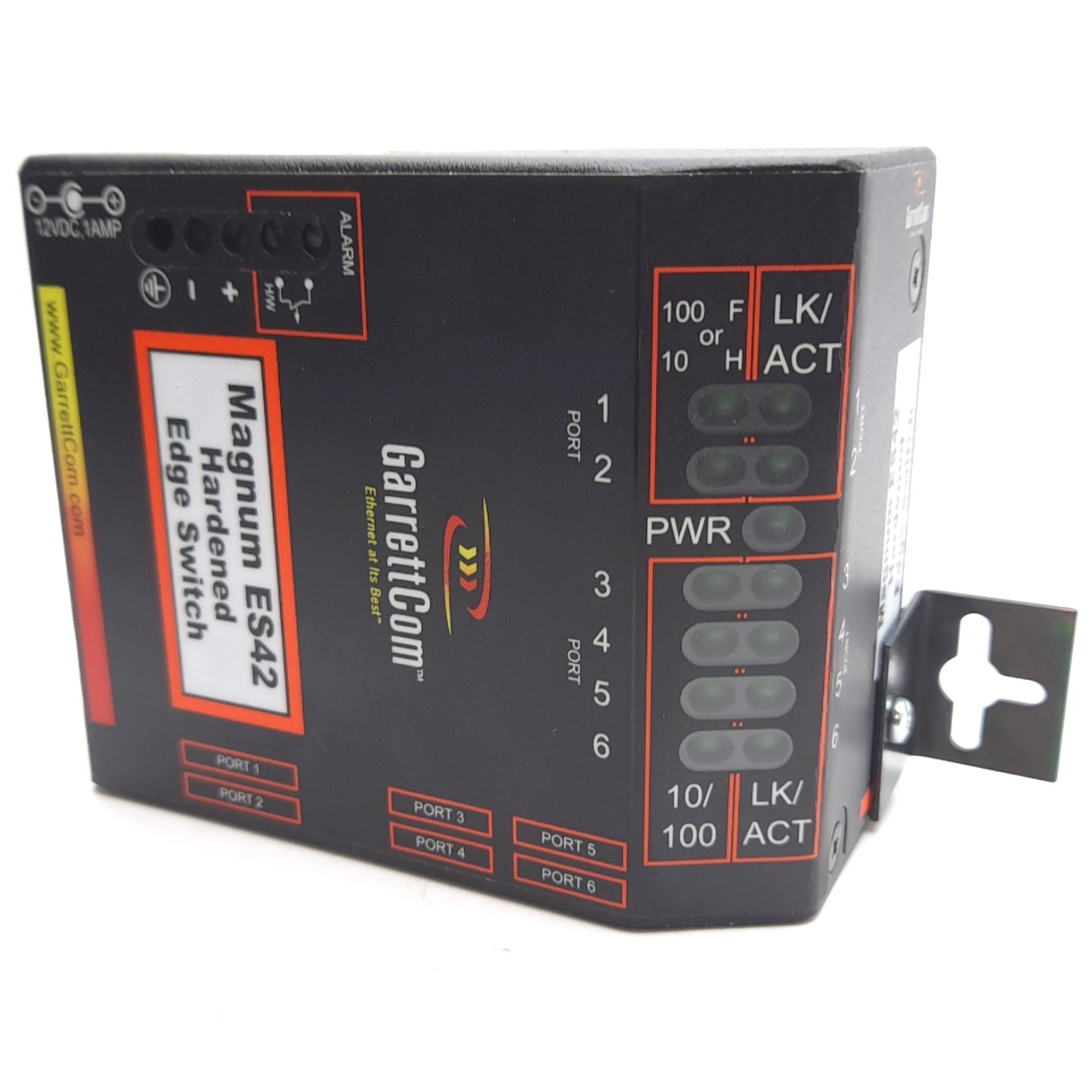 Used GarrettCom ES42H-24VDC Hardened Edge Switch, 10/100 RJ-45 (x4), Fiber Ports (x2)
