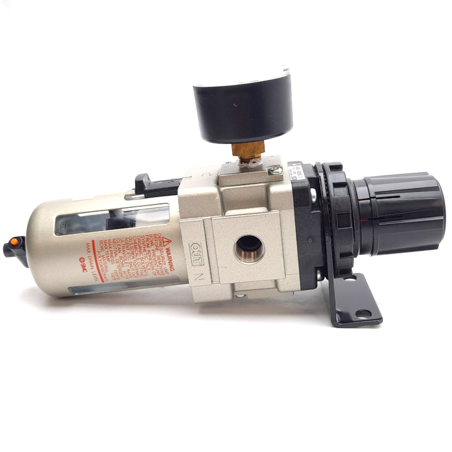 Used SMC AW30-N02BG-Z Filter Regulator, 7-125Psi, 5µm, 1/4" NPT Ports, 160Psi Gauge