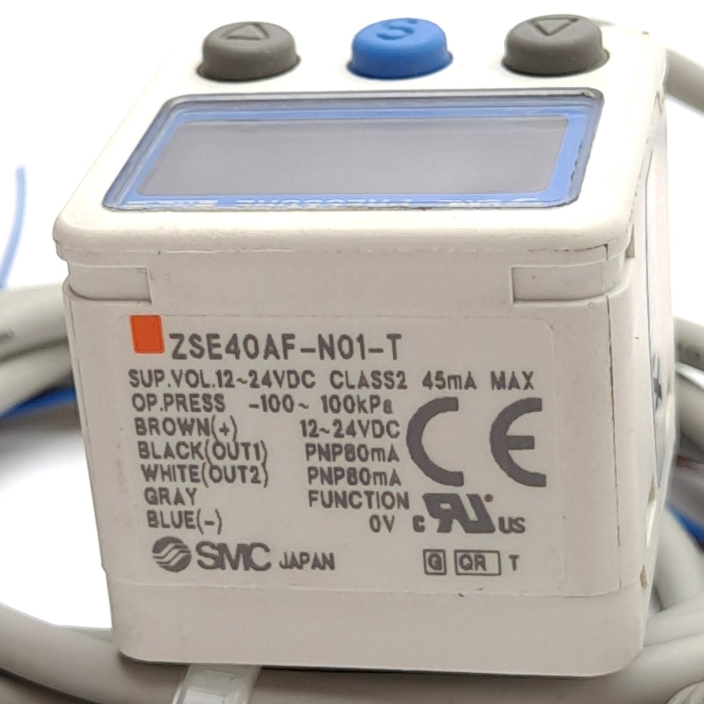 Used SMC ZSE40AF-N01-T Digital Pressure Switch, –14.50 to 14.50 psi, 1/8" NPT