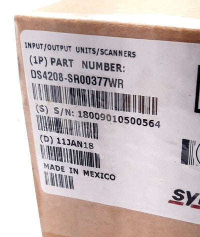 New Symbol DS4208-SR00377WR Handheld Barcode Scanner 5VDC, 0.5A, 200 Scans/Second