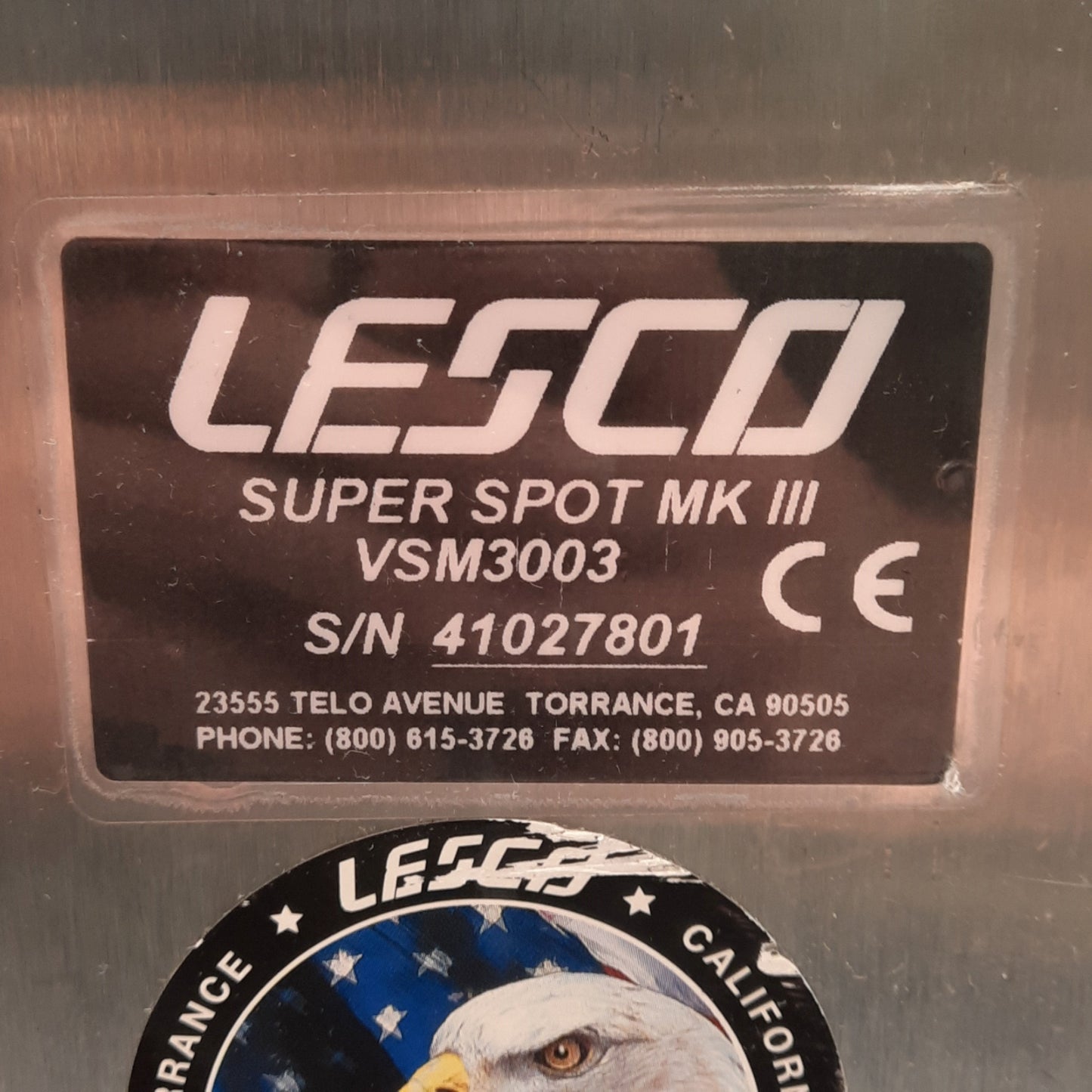 Used Lesco VSM3003 Super Spot MK III Ultraviolet Light Spot Curing System *No Bulb*