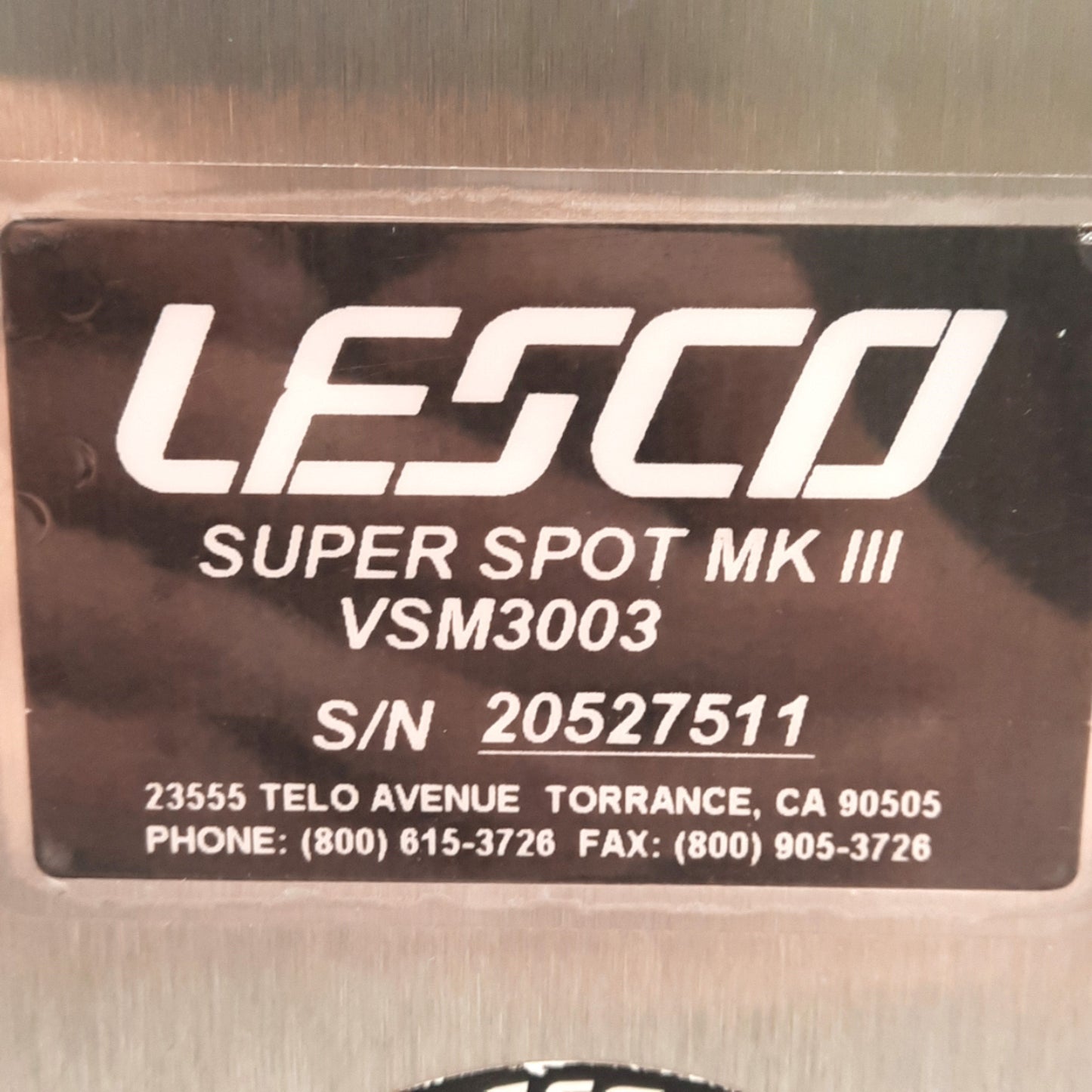 Used Lesco VSM3003 Super Spot MK III Ultraviolet Light Spot Curing System *Bad Bulb*