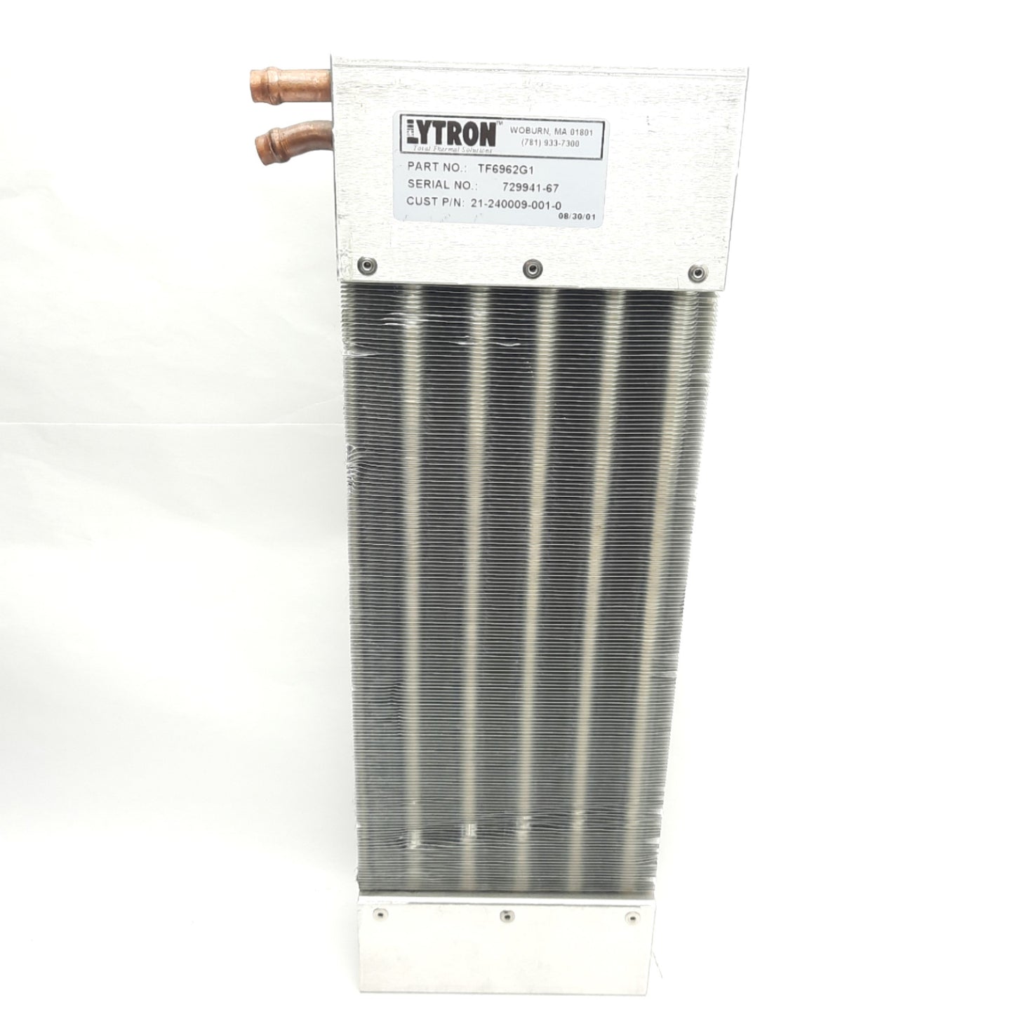 Used Lytron TF6962G1 Heat Exchanger Radiator 14.5" x 6" x 2.125", ø7/16" Connection