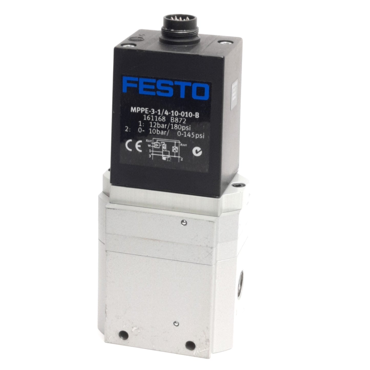 Used Festo MPPE-3-1/4-10-010-B Proportional Regulator, 3-Way Closed, 0-10bar, G1/4