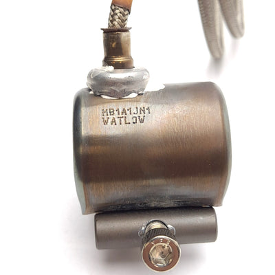 Used Watlow MB1A1JN1 Band Heater, ø1" x 1-1/2", 240V, 300W, SS Braided Lead