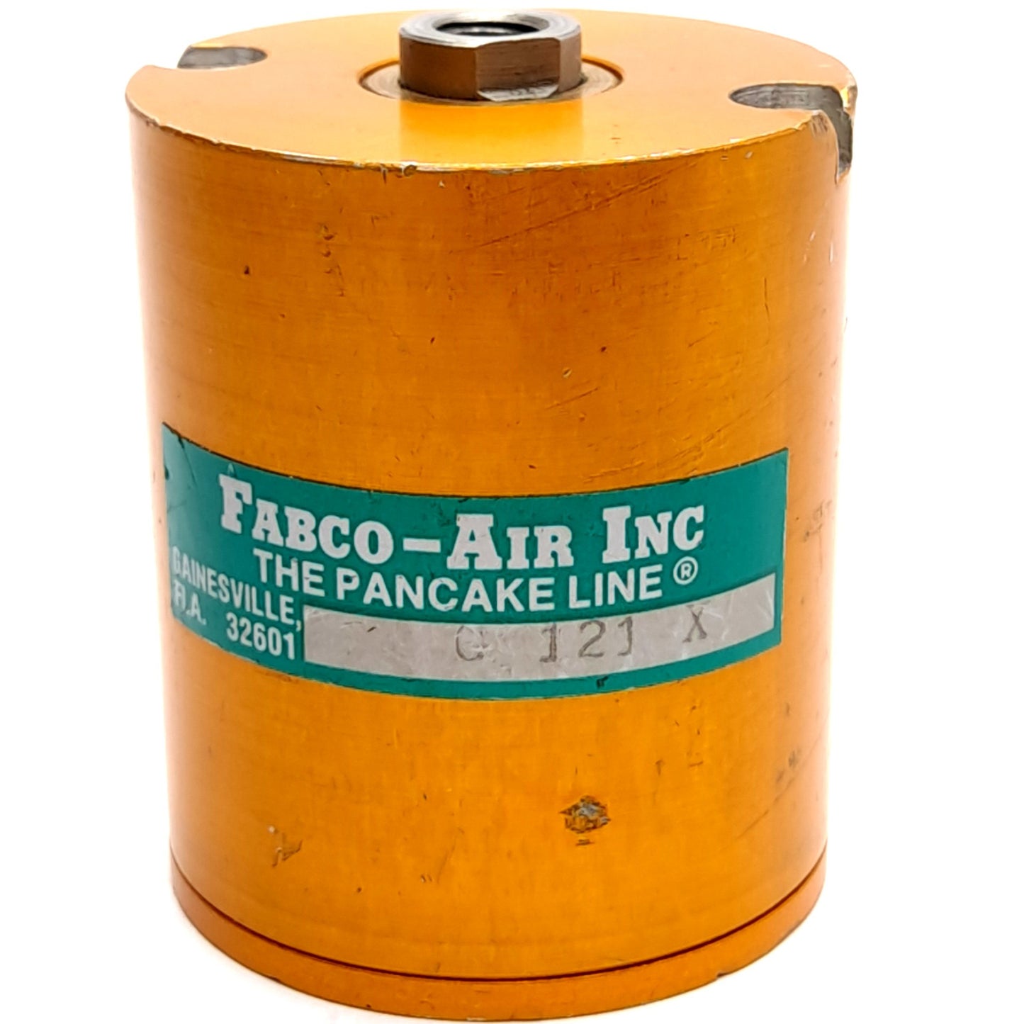 Used Fabco Air G-121-X Pancake Cylinder, 1-1/8" Bore, 1-1/2" Stroke, 250psi, 1/8" NPT